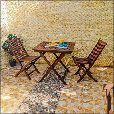 Yatai Patio Bistro 2 Chair 1 Table Set - Folding Outdoor Wood Chair And Table Set Folding Dining Table Set For Garden Furniture