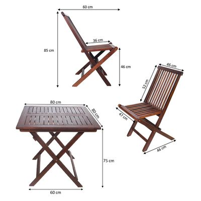 Yatai Patio Bistro 2 Chair 1 Table Set - Folding Outdoor Wood Chair And Table Set Folding Dining Table Set For Garden Furniture