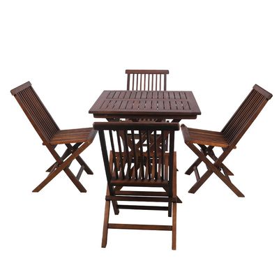 Yatai Patio Bistro 4 Chair 1 Table Set - Folding Outdoor Wood Chair And Table Set Folding Dining Table Set For Garden Furniture