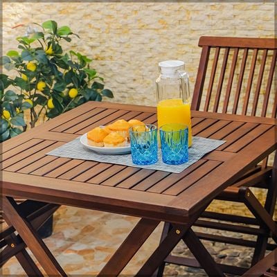 Yatai Patio Bistro 4 Chair 1 Table Set - Folding Outdoor Wood Chair And Table Set Folding Dining Table Set For Garden Furniture