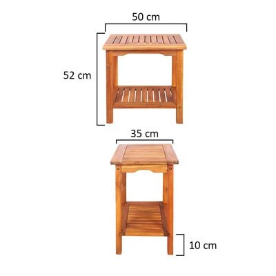 Yatai 2-Tier Solid Acacia Wood Table Bamboo Stool for Shaving Shower Foot Rest, Portable Pool side Stool 