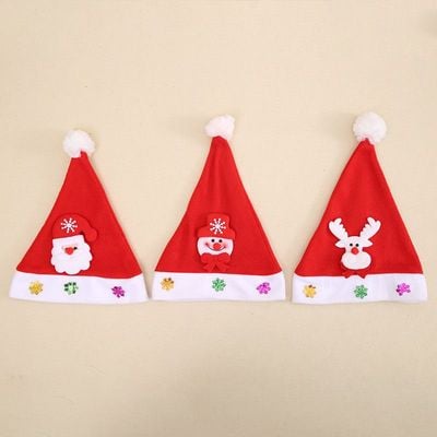 Set Of 3 Santa Hat Mixed Designs With Stretchable Freesize