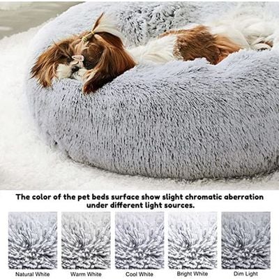 Round Cat &Dog Pet Bed Comfortable Plush Ultra Soft Cushion Self Warming Pet Bed Made With Faux Fux With Waterproof Bottom Diamater 50CM.