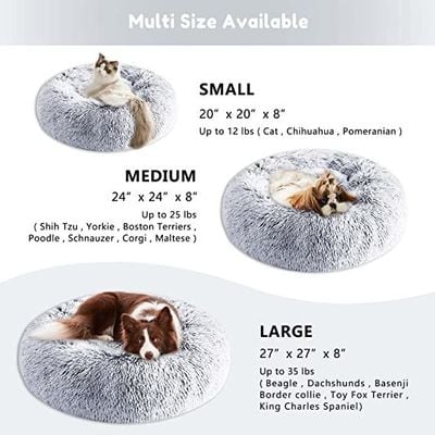 Round Cat &Dog Pet Bed Comfortable Plush Ultra Soft Cushion Self Warming Pet Bed Made With Faux Fux With Waterproof Bottom Diamater 50CM.