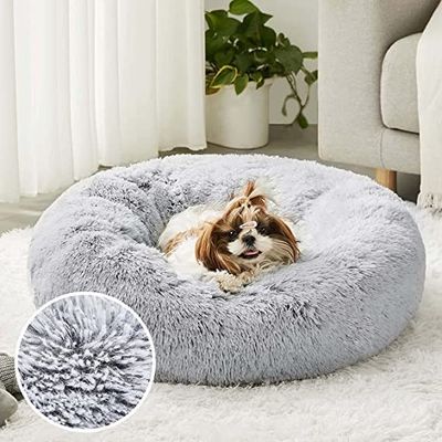 Round Cat &Dog Pet Bed Comfortable Plush Ultra Soft Cushion Self Warming Pet Bed Made With Faux Fux With Waterproof Bottom Diamater 50CM.