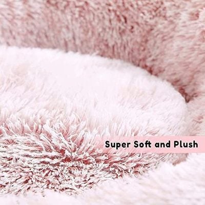 Round Cat &Dog Pet Bed Comfortable Plush Ultra Soft Cushion Self Warming Pet Bed Made With Faux Fux With Waterproof Bottom Diamater 50CM.