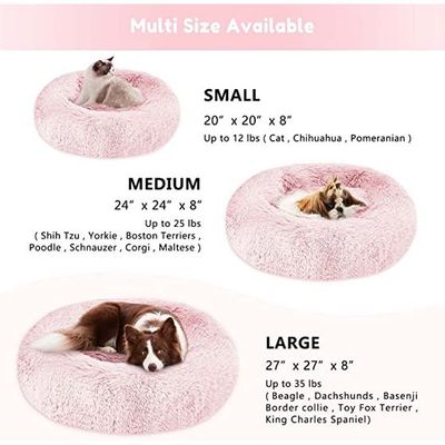 Round Cat &Dog Pet Bed Comfortable Plush Ultra Soft Cushion Self Warming Pet Bed Made With Faux Fux With Waterproof Bottom Diamater 50CM.