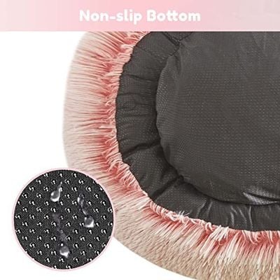 Round Cat &Dog Pet Bed Comfortable Plush Ultra Soft Cushion Self Warming Pet Bed Made With Faux Fux With Waterproof Bottom Diamater 50CM.