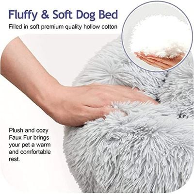 Round Cat &Dog Pet Bed Comfortable Plush Ultra Soft Cushion Self Warming Pet Bed Made With Faux Fux With Waterproof Bottom Diamater 50CM.