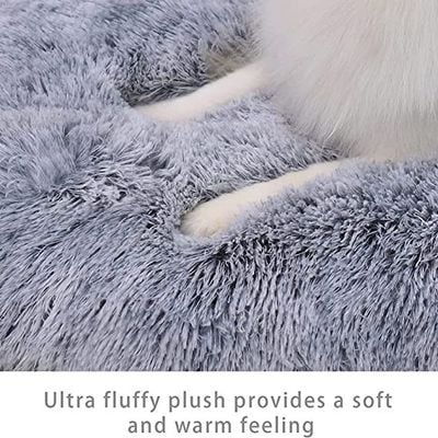 Cat & Dog Pet Bed With Comfortable Plush Ultra Soft Cushion Self Warming Pet Bed Made With Fleece Faux Fux With Waterproof Bottom (Size 80×55CM)