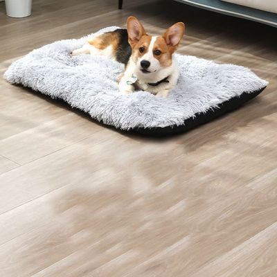 Cat & Dog Pet Bed With Comfortable Plush Ultra Soft Cushion Self Warming Pet Bed Made With Fleece Faux Fux With Waterproof Bottom (Size 80×55CM)