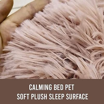 Cat & Dog Pet Bed With Cute Design And Shape Comfortable Plush Ultra Soft Cushion Self Warming Pet Bed Made With Fleece Faux Fux With Waterproof Bottom (Diamater 50CM)