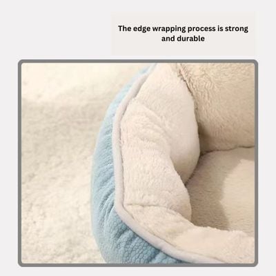 Cat & Dog Pet Bed With Cute Design And Shape Comfortable Plush Ultra Soft Cushion Self Warming Pet Bed Made With Fleece Faux Fur With Waterproof Bottom (Diamater 50CM)