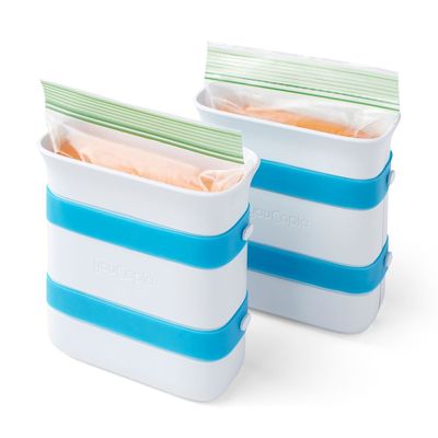 Youcopia FreezeUp Freezer Food Block Maker, A Mold for Freezing Food Bags in Easy-to-Store Blocks, Fridge Storage and Organizer, Quart 2 Pack, BPA-Free, YCA-50403