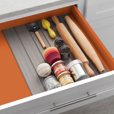 Youcopia SpiceLiner Drawer Organizer, Spice Rack, 10ft Roll, Grey, BPA-Free, YCA-50201