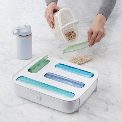 YouCopia StoraBag Drawer Food Bags Dispenser, 4-Slot, Plastic Sandwich Bag Organizer For Kitchen Storage, BPA-Free, YCA-50400