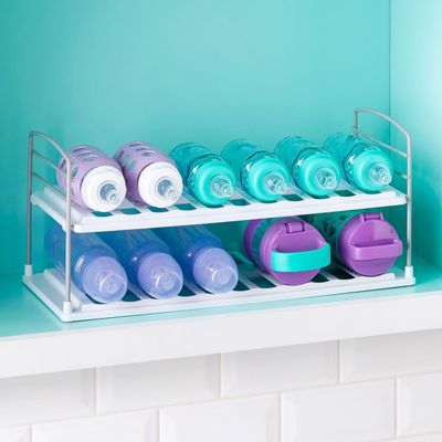 Youcopia UpSpace Water Bottle and Travel Mug Organizer, Water Bottle Storage Rack, 2 shelf wide, BPA-Free, YCA-50357