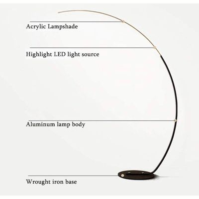LED Arc Floor Lamp Black, Modern Metal Floor Light with 3 Color Temperatures White