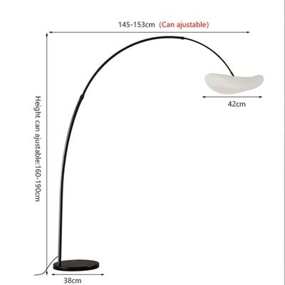 Nordic Style Modern Fishing Floor Lamp with Marble Base, with Three Dimmable Colors using Ground Switch, Suitable for Villa Vertical lighting, Living room Lighting, Bedroom Decoration Lamp. (Black)