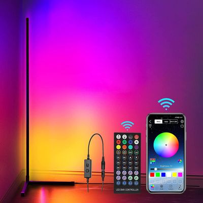 Corner Floor Lamp, 62.2” RGB Color Changing Mood Lighting Corner Lamp with Bluetooth & Remote Control with Music Sync & Timing Function for Living Room, Gaming Room