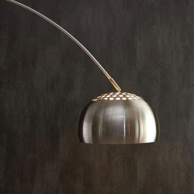 Modern Floor Lamp/Arc Floor Light, Reading Standing Lamp, Steel/Nickel Matt/Satin Adjustable Grande Stainless Steel with Italian Marble Base