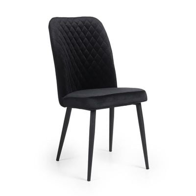 Tufi Dining Room Chairs Set of 4 Velvet fabric Living Room Chair Kitchen Chair Black Metal steel Legs Chair (Set of 4) - Black