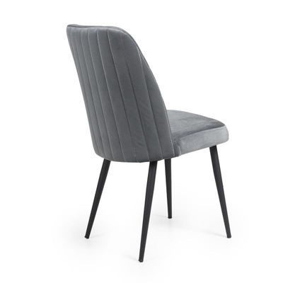 Tufi Dining Room Chairs Set of 4 Velvet fabric Living Room Chair Kitchen Chair Black Metal steel Legs Chair (Set of 4) - Steel Grey