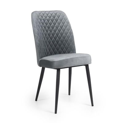 Tufi Dining Room Chairs Set of 4 Velvet fabric Living Room Chair Kitchen Chair Black Metal steel Legs Chair (Set of 4) - Steel Grey