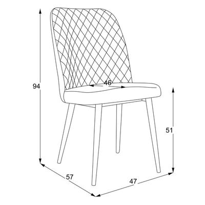Tufi Dining Room Chairs Set of 4 Velvet fabric Living Room Chair Kitchen Chair Black Metal steel Legs Chair (Set of 4) - Steel Grey