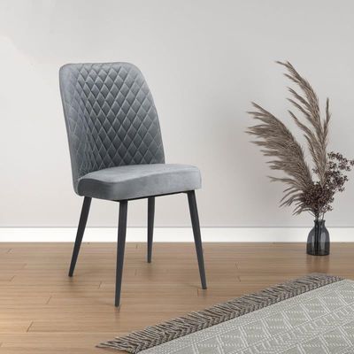 Tufi Dining Room Chairs Set of 4 Velvet fabric Living Room Chair Kitchen Chair Black Metal steel Legs Chair (Set of 4) - Steel Grey