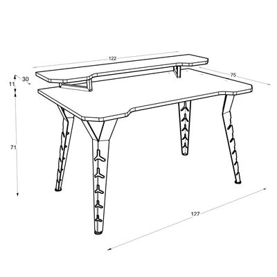 Original Gaming Desk – Laminated Desktop, Heavy-Duty Steel-Legs, Elevated Monitor Platform, Video Game Gadget Hook, - Black