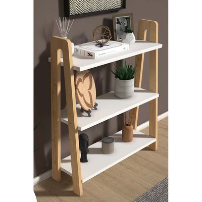 COMO Made In Turkey Modern Book Shelves for Living Room or Study Room Book Shelve, Easy Assembly Book Shelf - Oak and White