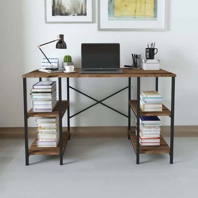 Gila Desk with 4 Shelf Metal 73cmX120cmX60cm Walnut and Blk