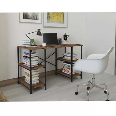 Home Canvas Gila Desk with 4 Shelf Metal 73cmX120cmX60cm Walnut and Blk