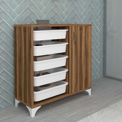 Home Canvas Compo Multifunctional Cabinet (5 Baskets, Walnut)