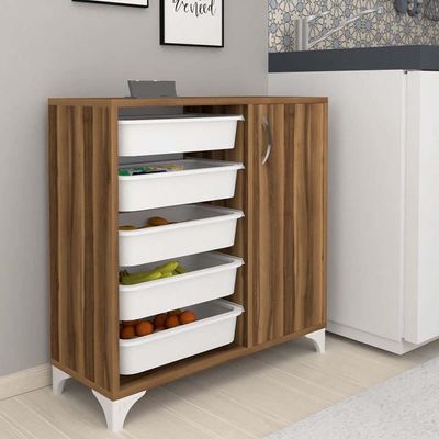 Home Canvas Compo Multifunctional Cabinet (5 Baskets, Walnut)