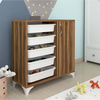 Home Canvas Compo Multifunctional Cabinet (5 Baskets, Walnut)