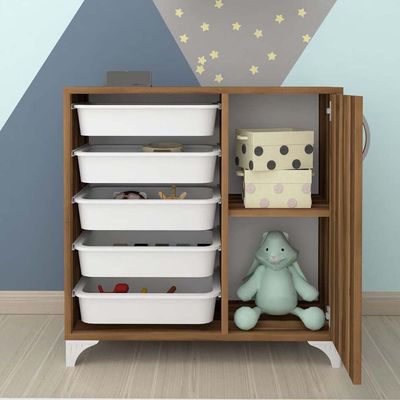 Home Canvas Compo Multifunctional Cabinet (5 Baskets, Walnut)