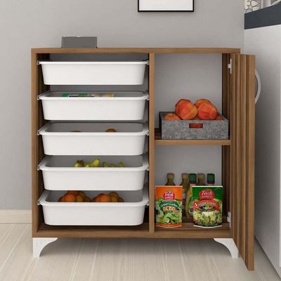 Home Canvas Compo Multifunctional Cabinet (5 Baskets, Walnut)