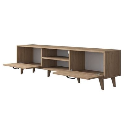 Home Canvas Tv Unit Modern Free Standing Tv Stand 180 cm - Oak