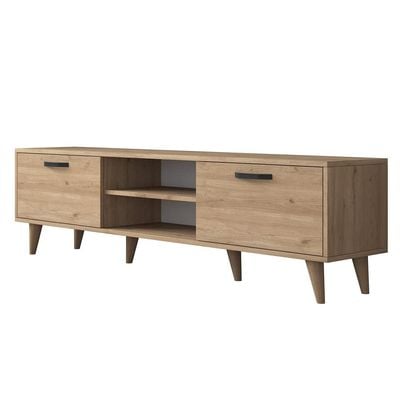 Home Canvas Tv Unit Modern Free Standing Tv Stand 180 cm - Oak