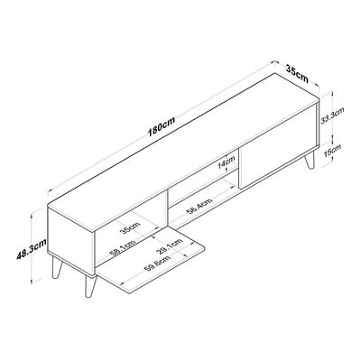 Home Canvas Tv Unit Modern Free Standing Tv Stand 180 cm - Oak