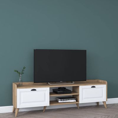 Coast Tv Unit Modern Free Standing Tv Stand 180 cm - Walnut and White