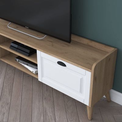 Coast Tv Unit Modern Free Standing Tv Stand 180 cm - Walnut and White