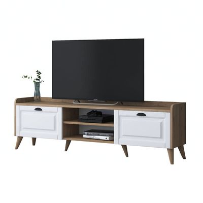 Coast Tv Unit Modern Free Standing Tv Stand 180 cm - Walnut and White