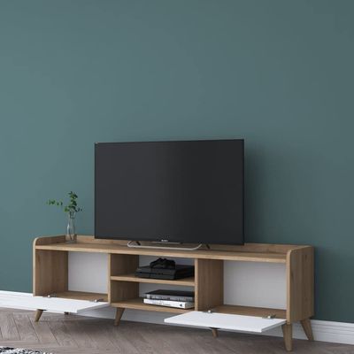 Coast Tv Unit Modern Free Standing Tv Stand 180 cm - Walnut and White