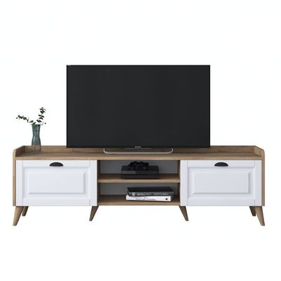 Coast Tv Unit Modern Free Standing Tv Stand 180 cm - Walnut and White