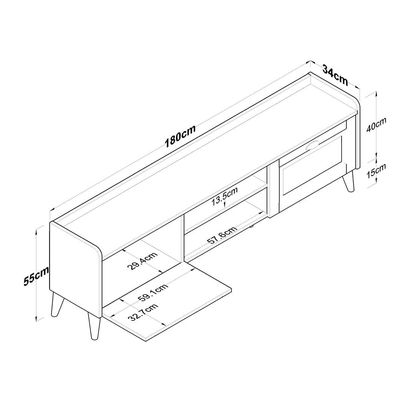 Coast Tv Unit Modern Free Standing Tv Stand 180 cm - Walnut and White