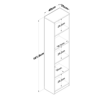 Home Canvas Bookcase Study Room with 5 Shelves Book Shelf Library Modern Wall Shelf White - Walnut