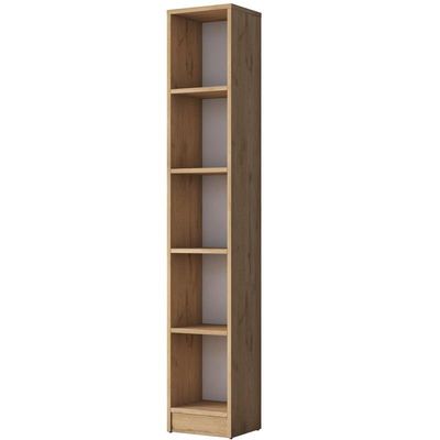 Bookshelf with 5 Shelves Study Room Library Modern Wall Shelf Basket Width 30cm Walnut